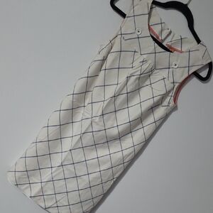 Maeve Midi Dress with Blue Windowpane Check - Size 2